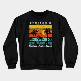 Vintage Waves Vacation Sunset Venice Beach Surfing Paradise Crewneck Sweatshirt